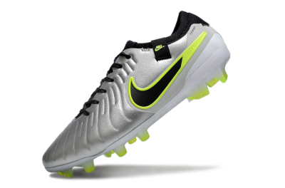 Nike Tiempo Legend 10 Elite AG Artificial Grass Soccer Cleats - Silver/Black/Yellow