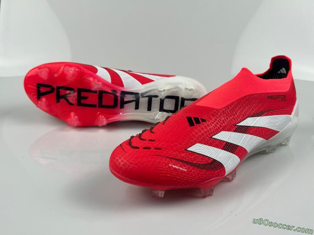 Adidas Predator+ 24 Laceless FG Firm Ground Soccer Cleats - Red/White/Black