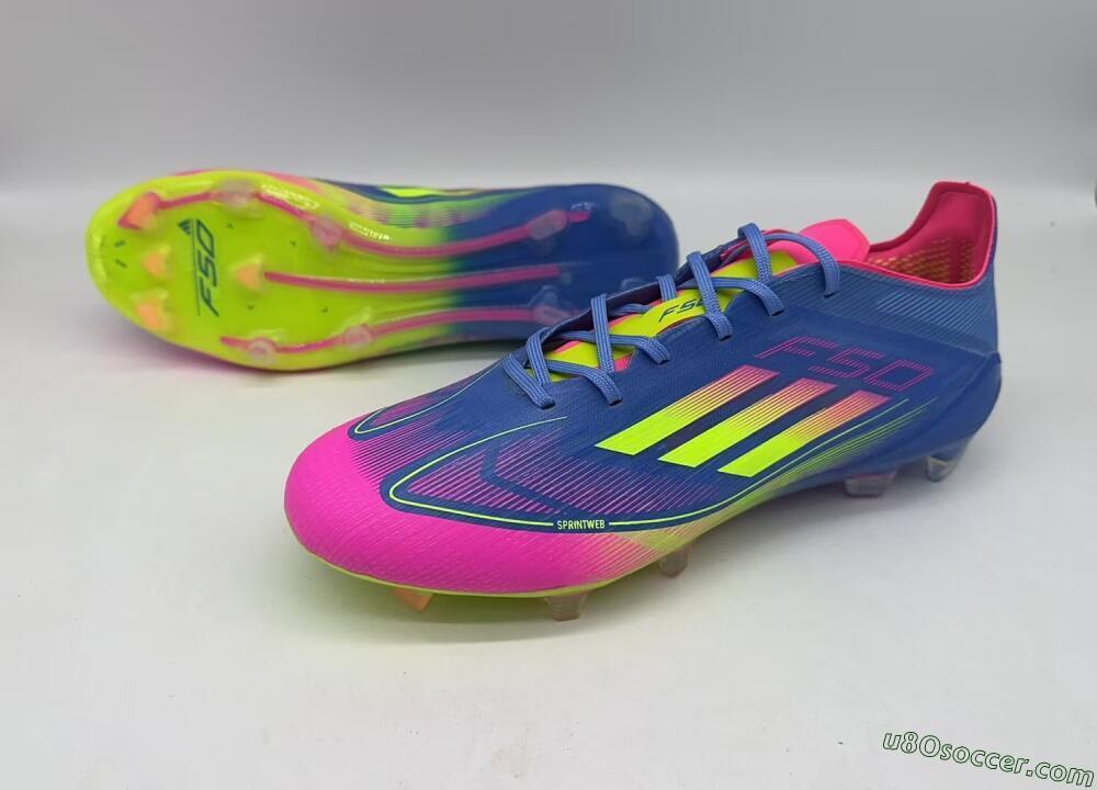 Adidas F50 Elite TF Artificial Turf Soccer Shoes - Blue/Pink/Yellow