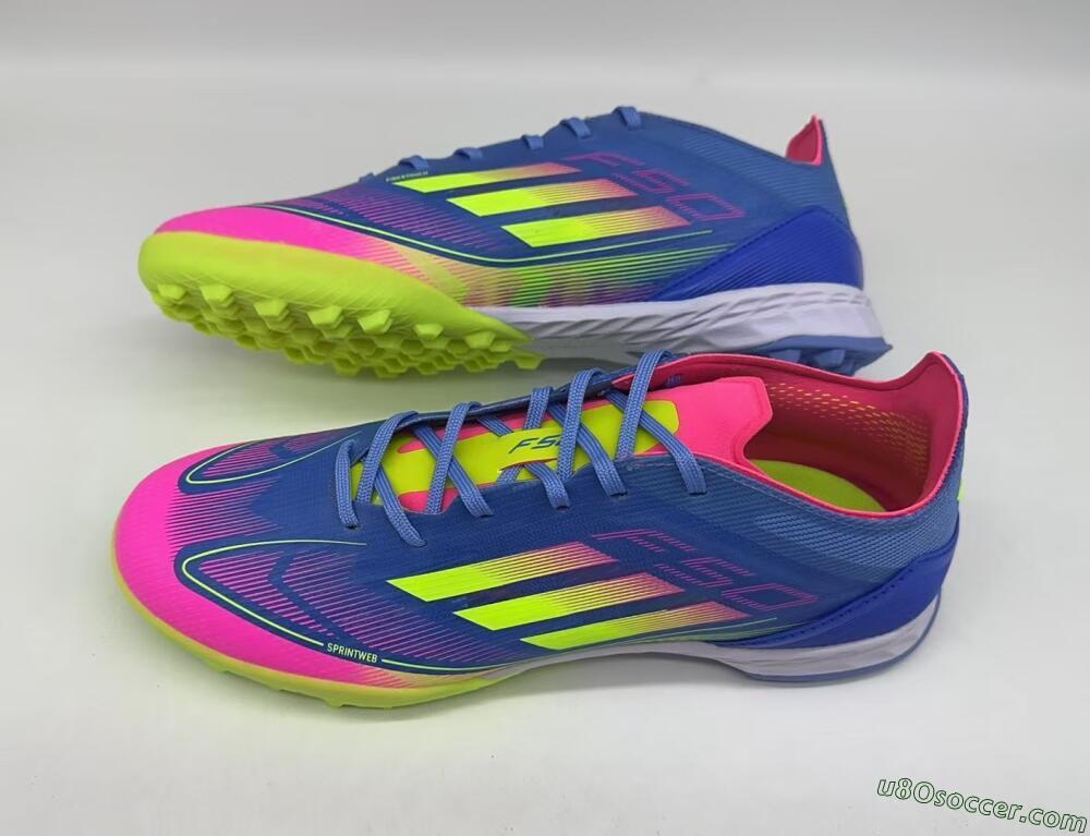 Adidas F50 Elite TF Artificial Turf Soccer Shoes - Blue/Pink/Yellow