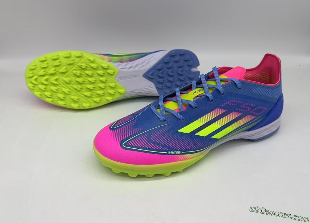 Adidas F50 Elite TF Artificial Turf Soccer Shoes - Blue/Pink/Yellow