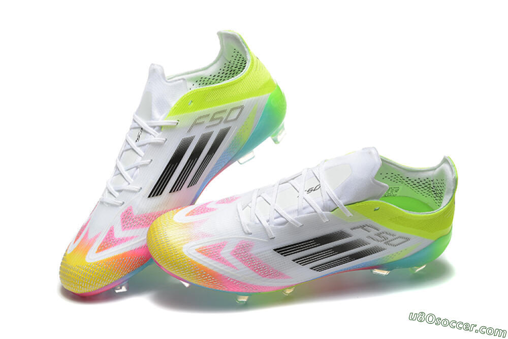 Adidas F50 Elite FG Firm Ground Soccer Cleats - White/Pink/Yellow 3