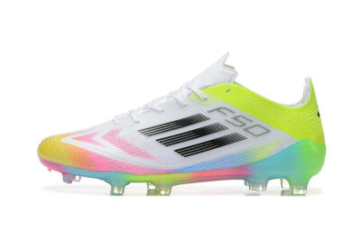 Adidas F50 Elite FG Firm Ground Soccer Cleats - White/Pink/Yellow