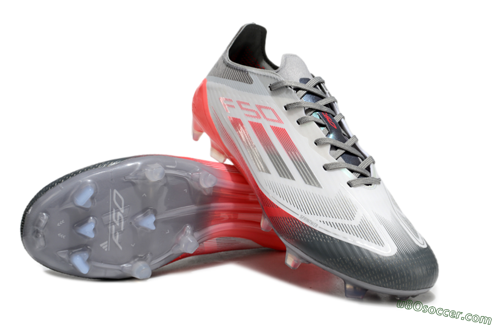 Adidas F50 Elite FG Firm Ground Soccer Cleats - White/Silver/Red 3