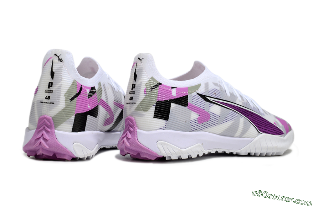 Puma Ultra Ultimate TF Artificial Turf Soccer Shoes - White/Purple/Black 6