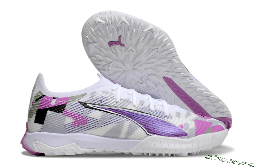 Puma Ultra Ultimate TF Artificial Turf Soccer Shoes - White/Purple/Black 1