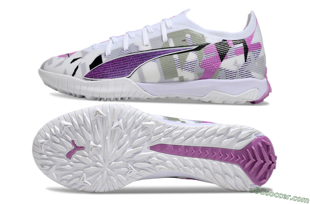 Puma Ultra Ultimate TF Artificial Turf Soccer Shoes - White/Purple/Black 0