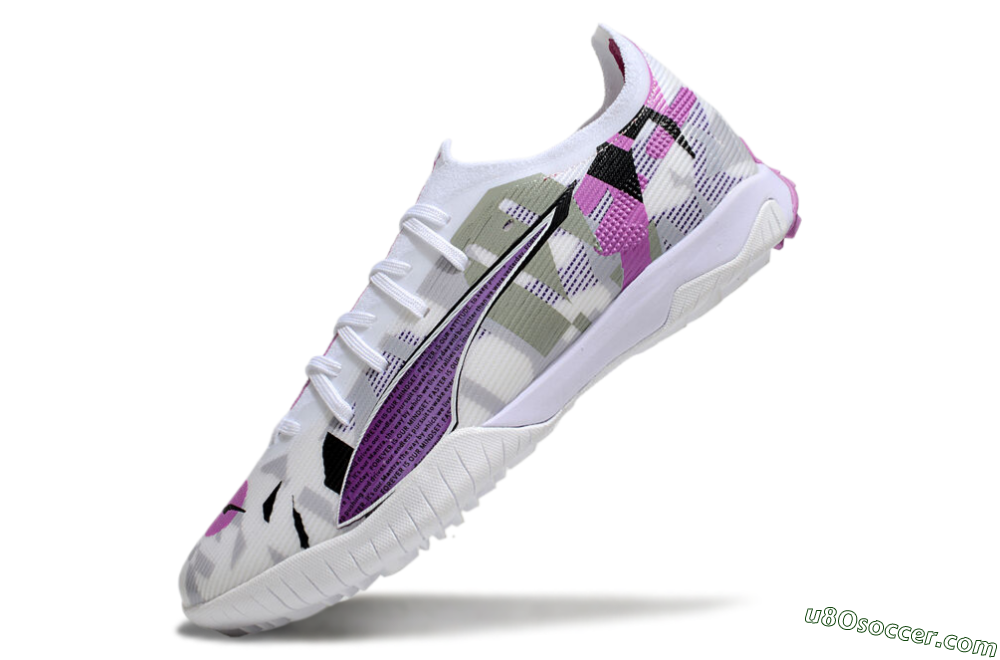 Puma Ultra Ultimate TF Artificial Turf Soccer Shoes - White/Purple/Black 5