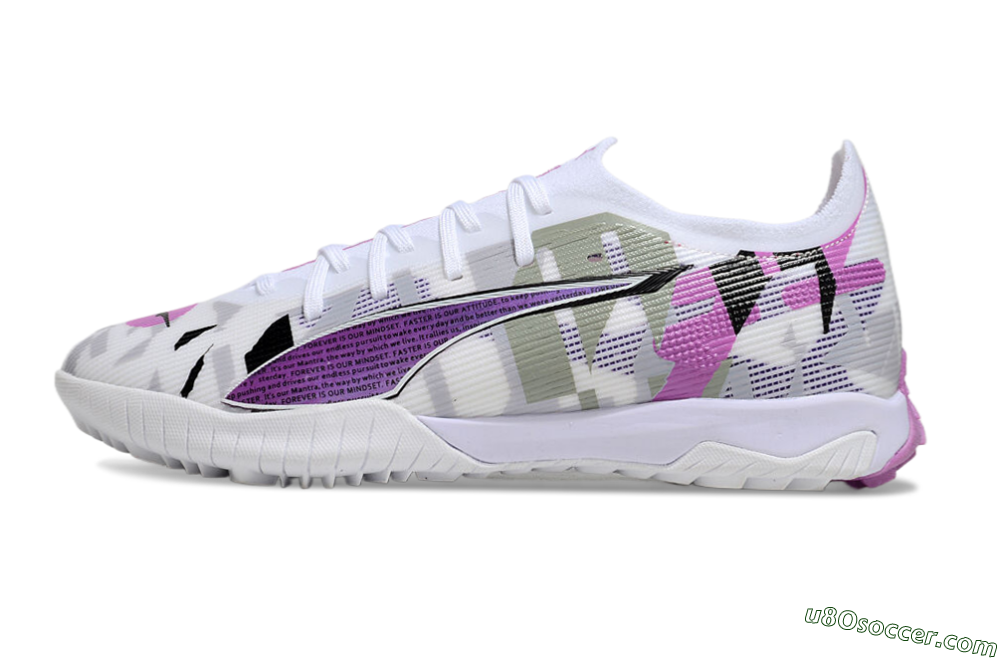 Puma Ultra Ultimate TF Artificial Turf Soccer Shoes - White/Purple/Black 2
