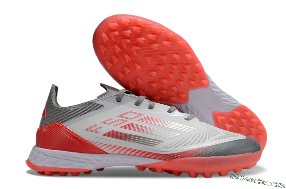 Adidas F50 Pro TF Artificial Turf Soccer Shoes - White/Silver/Red 1