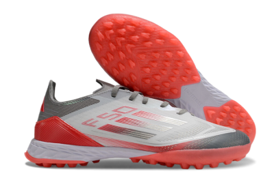Adidas F50 Pro TF Artificial Turf Soccer Shoes - White/Silver/Red