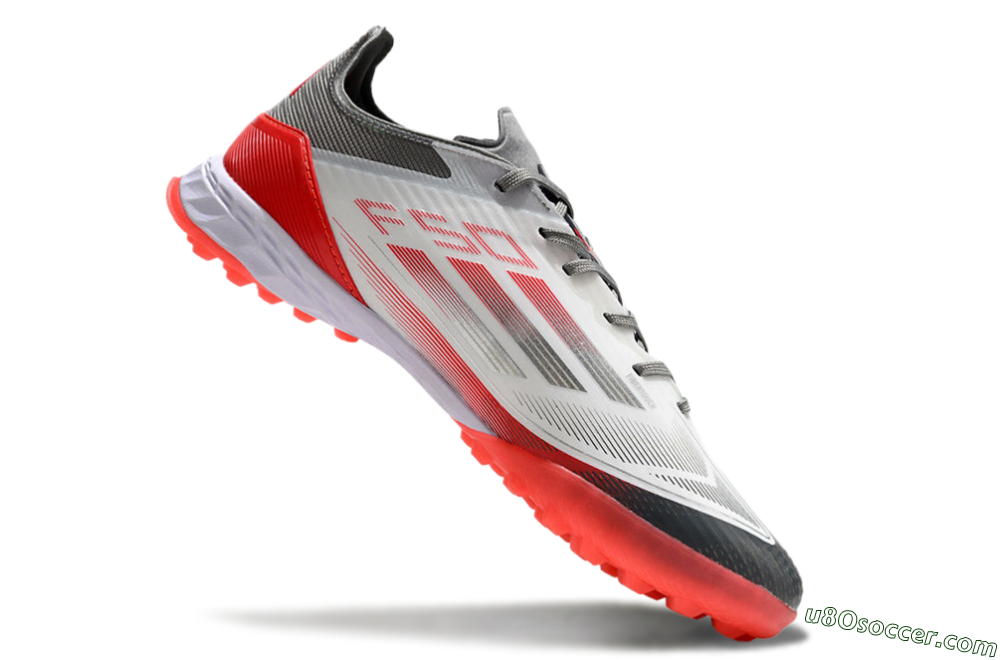 Adidas F50 Pro TF Artificial Turf Soccer Shoes - White/Silver/Red 4