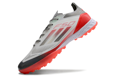 Adidas F50 Pro TF Artificial Turf Soccer Shoes - White/Silver/Red