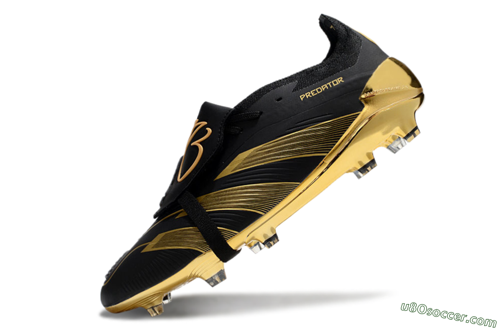 Adidas Predator 25 Elite Foldover Tongue FG Firm Ground Soccer Cleats - Black/Gold 5
