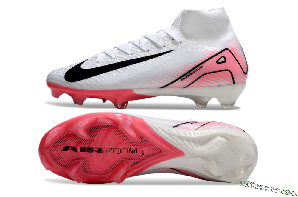 Nike Air Zoom Mercurial Superfly 10 Elite FG Firm Ground Soccer Cleats - White/Black/Pink 0
