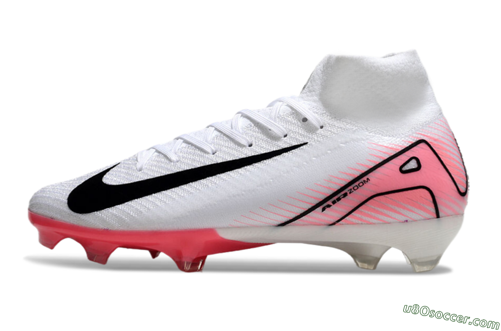Nike Air Zoom Mercurial Superfly 10 Elite FG Firm Ground Soccer Cleats - White/Black/Pink 2