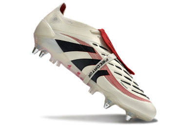 Adidas Predator 25 Elite Foldover Tongue SG Soft Ground Soccer Cleats - White/Black/Red