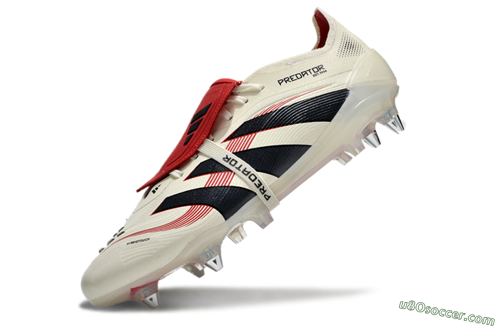 Adidas Predator 25 Elite Foldover Tongue SG Soft Ground Soccer Cleats - White/Black/Red 5