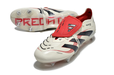 Adidas Predator 25 Elite Foldover Tongue SG Soft Ground Soccer Cleats - White/Black/Red