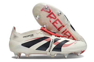 Adidas Predator 25 Elite Foldover Tongue SG Soft Ground Soccer Cleats - White/Black/Red