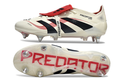 Adidas Predator 25 Elite Foldover Tongue SG Soft Ground Soccer Cleats - White/Black/Red
