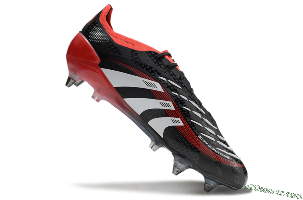Adidas Predator 25 Elite SG Soft Ground Soccer Cleats - Black/White/Red 4