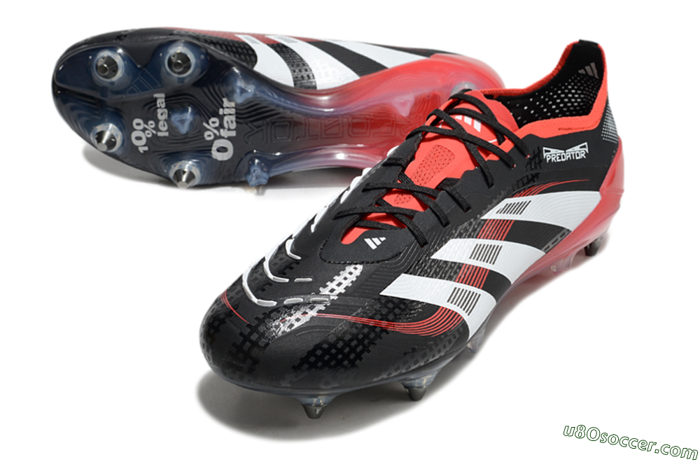 Adidas Predator 25 Elite SG Soft Ground Soccer Cleats - Black/White/Red 3