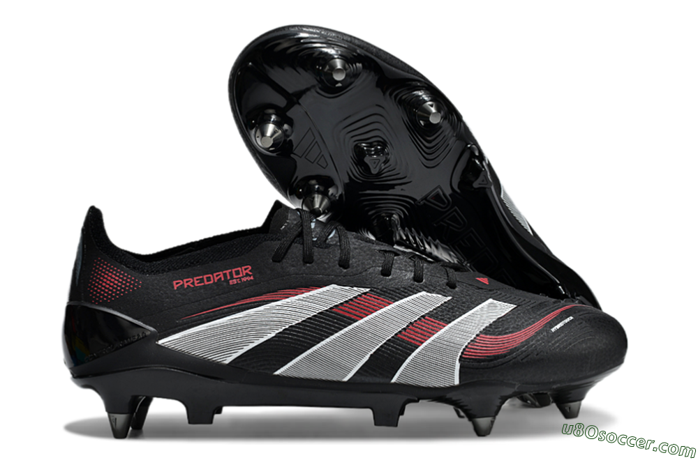 Adidas Predator 25 Elite SG Soft Ground Soccer Cleats - Black/White/Red 1
