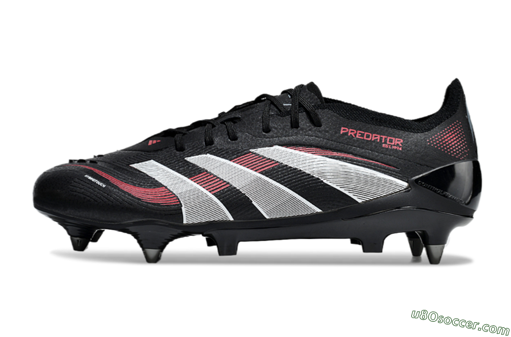 Adidas Predator 25 Elite SG Soft Ground Soccer Cleats - Black/White/Red 2