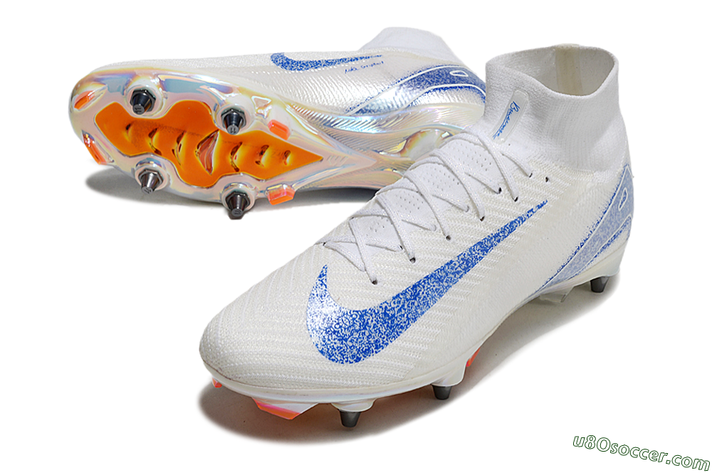 Nike Air Zoom Mercurial Superfly 10 Elite SG Soft Ground Soccer Cleats - Beige/White/Blue 3