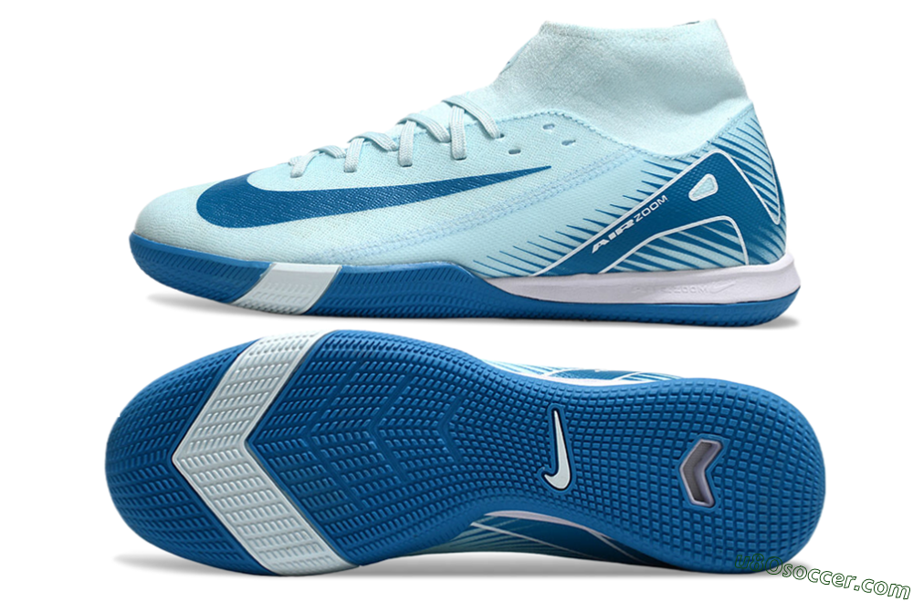 Nike Air Zoom Mercurial Superfly 10 Academy IC Indoor & Futsal Soccer Shoes - Jade/Blue/White 0