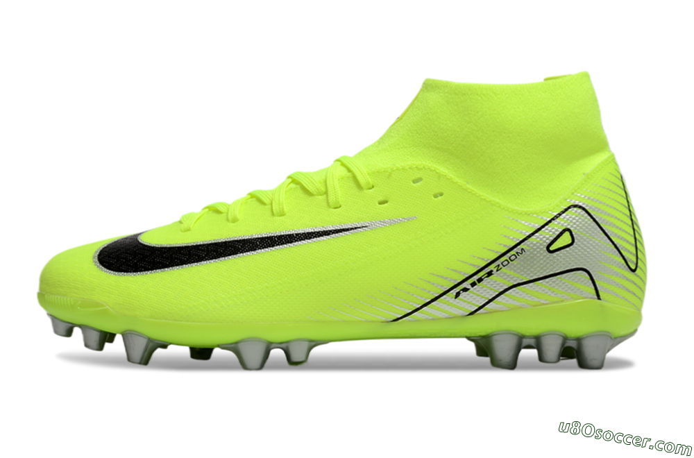 Nike Air Zoom Mercurial Superfly 10 Academy AG Artificial Grass Soccer Cleats - Yellow/Black/Silver 2