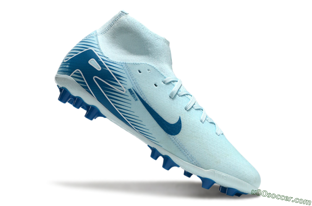 Nike Air Zoom Mercurial Superfly 10 Academy AG Artificial Grass Soccer Cleats - Jade/Blue/White 4