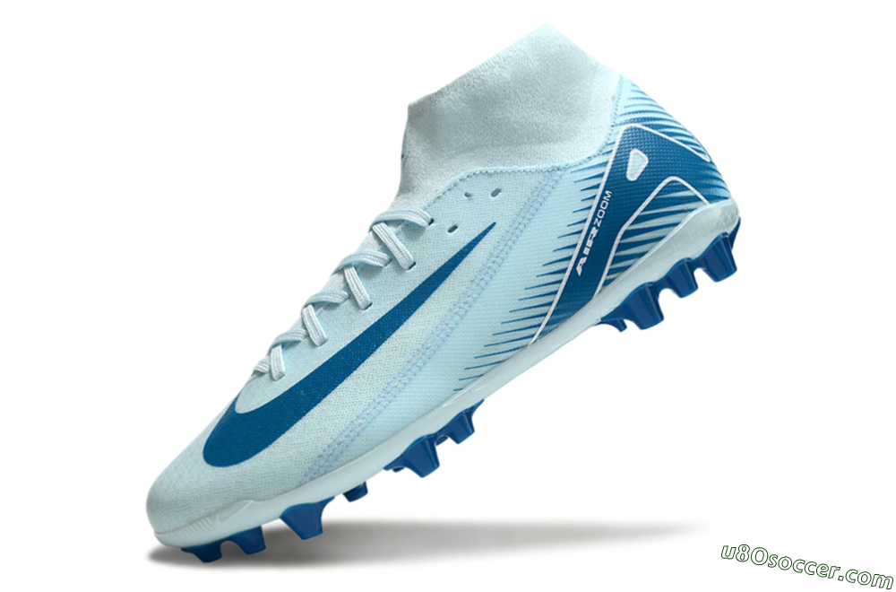 Nike Air Zoom Mercurial Superfly 10 Academy AG Artificial Grass Soccer Cleats - Jade/Blue/White 5