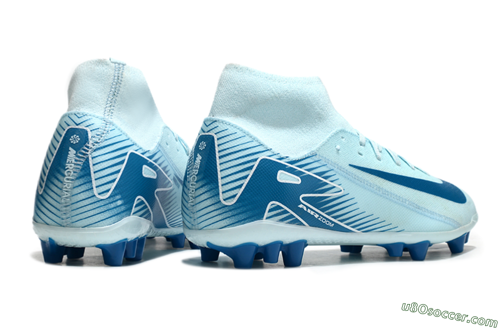 Nike Air Zoom Mercurial Superfly 10 Academy AG Artificial Grass Soccer Cleats - Jade/Blue/White 6