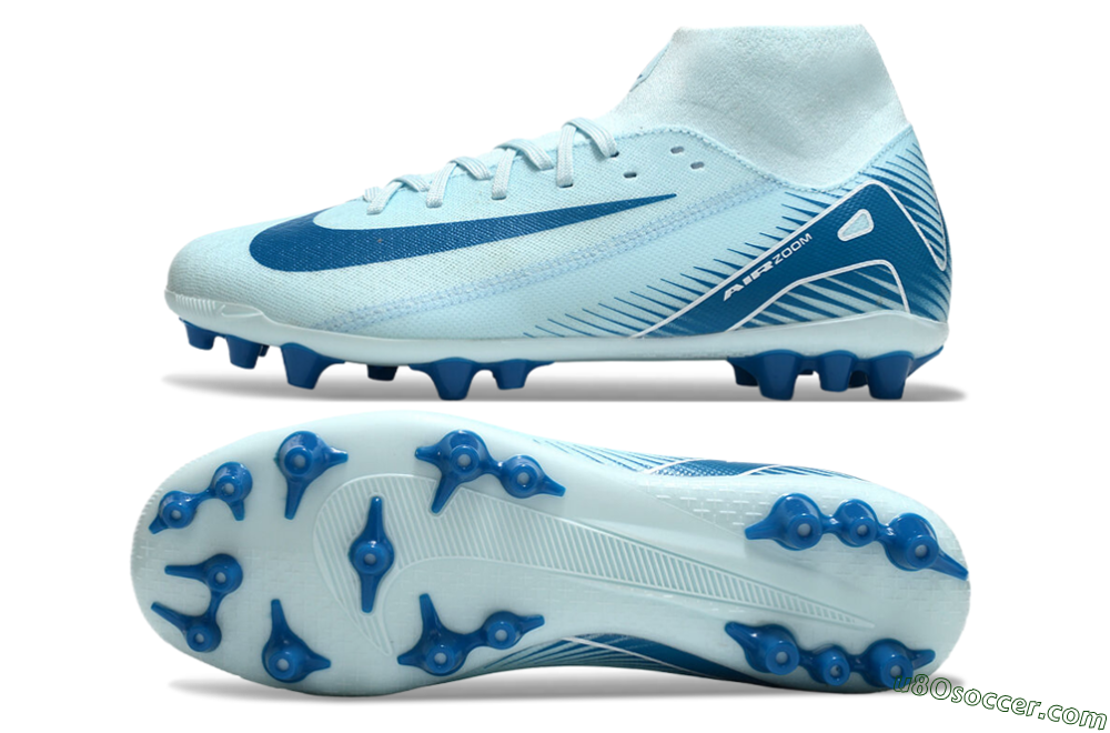 Nike Air Zoom Mercurial Superfly 10 Academy AG Artificial Grass Soccer Cleats - Jade/Blue/White 0