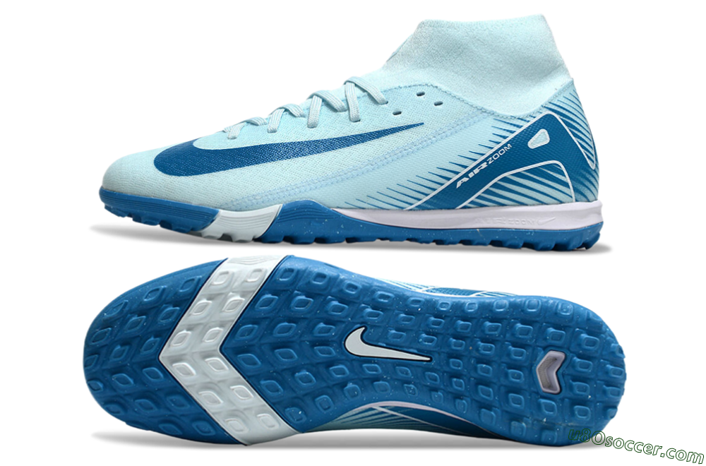 Nike Air Zoom Mercurial Superfly 10 Academy TF Artificial Turf Soccer Shoes - Jade/Blue/White 0