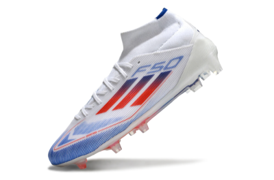 Adidas F50 Elite Mid FG Firm Ground Soccer Cleats - White/Red/Blue
