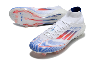 Adidas F50 Elite Mid FG Firm Ground Soccer Cleats - White/Red/Blue