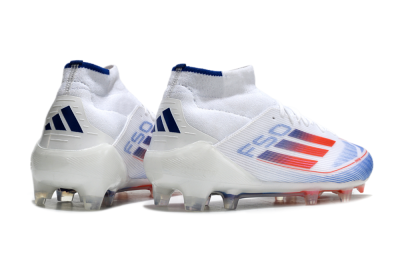Adidas F50 Elite Mid FG Firm Ground Soccer Cleats - White/Red/Blue