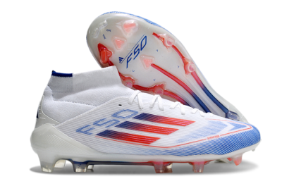 Adidas F50 Elite Mid FG Firm Ground Soccer Cleats - White/Red/Blue