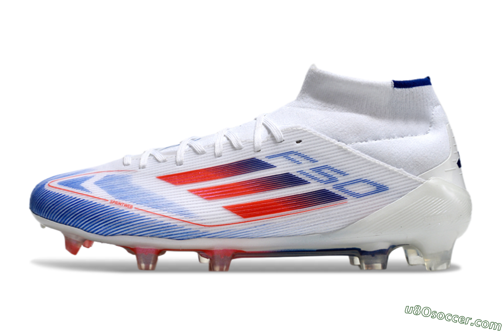 Adidas F50 Elite Mid FG Firm Ground Soccer Cleats - White/Red/Blue 2