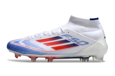 Adidas F50 Elite Mid FG Firm Ground Soccer Cleats - White/Red/Blue