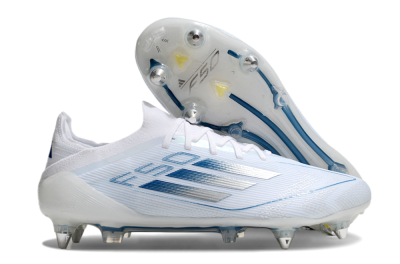 Adidas F50 Elite SG Soft Ground Soccer Cleats - White/Silver/Blue