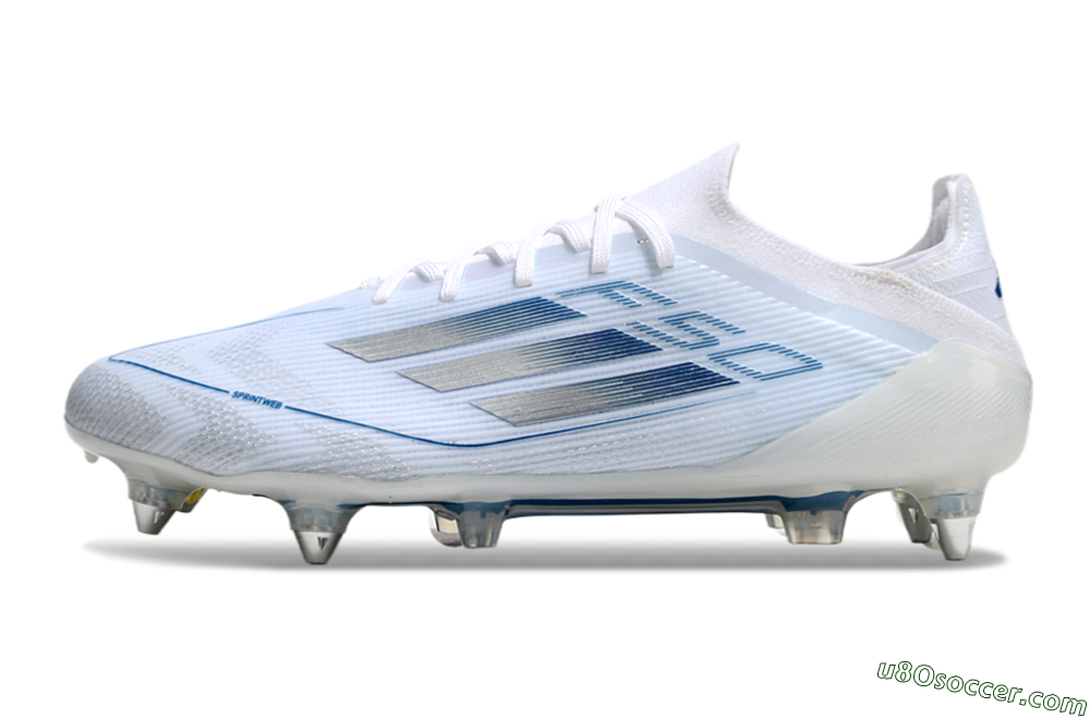 Adidas F50 Elite SG Soft Ground Soccer Cleats - White/Silver/Blue 2