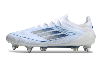 Adidas F50 Elite SG Soft Ground Soccer Cleats - White/Silver/Blue