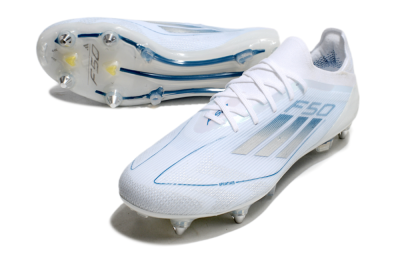 Adidas F50 Elite SG Soft Ground Soccer Cleats - White/Silver/Blue