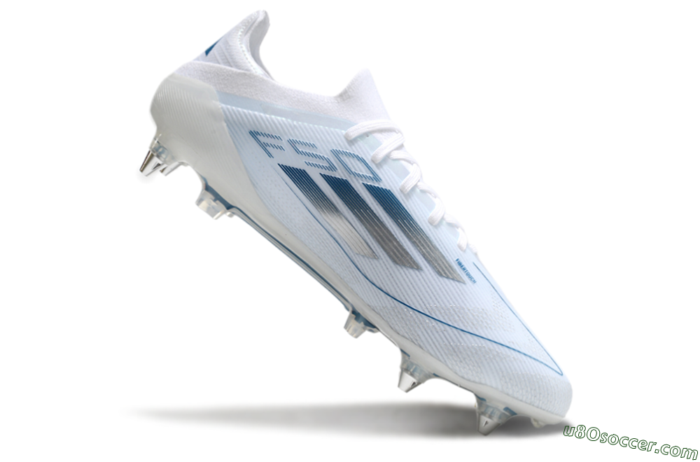 Adidas F50 Elite SG Soft Ground Soccer Cleats - White/Silver/Blue 4
