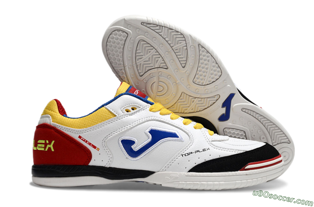 Joma Top Flex IC Indoor & Futsal Soccer Shoes - White/Yellow/Red 1