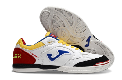 Joma Top Flex IC Indoor & Futsal Soccer Shoes - White/Yellow/Red
